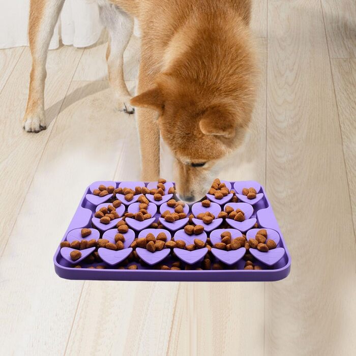 Силіконова килимок-нюхалка для цуценят та котів, повільне годування, годівниця-іграшка для сухого та вологого корму, тренування тварин, стимулює природний пошук їжі, знімає стрес та надмірне слиновиділення (фіолетовий)