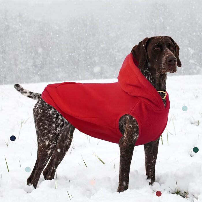 Світшот для собак IECOii з капюшоном, теплий флісовий светр для собак середнього розміру, зелений/червоний (XL)