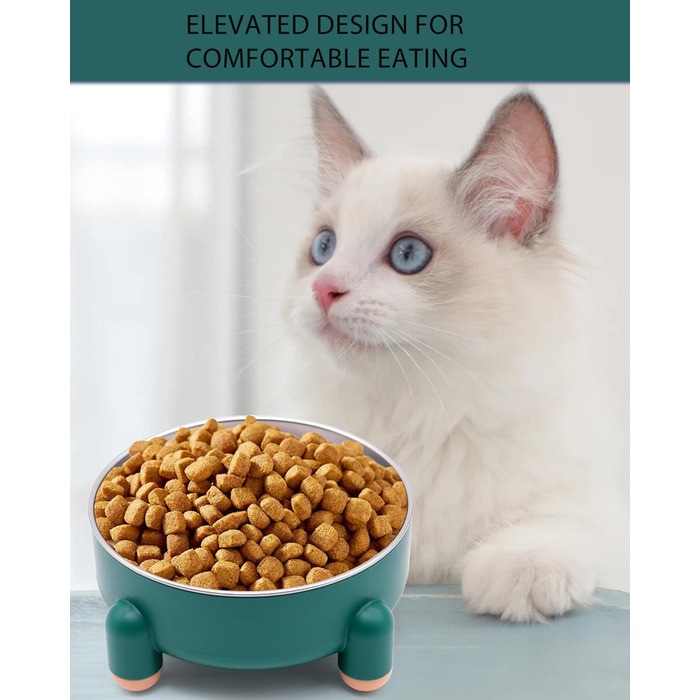 Набір мисок для котів та собак з нержавіючої сталі, 2 шт. (білий та зелений). Зручний дизайн, антиковзаюча основа, легко миються, для котів та маленьких собак