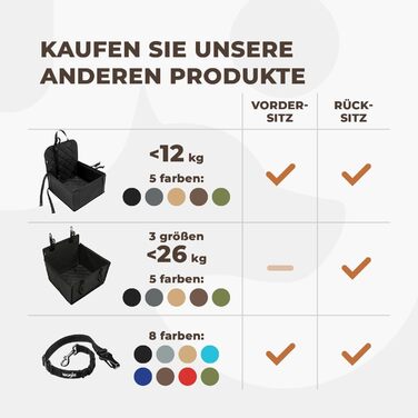 Авторемень для собак Wuglo 30-95 см - для автокрісла безпеки, з гачком та пряжкою, регульований, універсальний (Хакі)