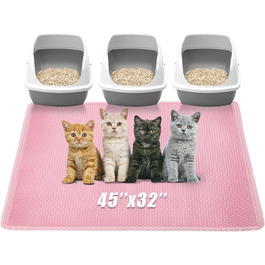 Килимок для котячого туалету TidyNuts, рожевий, XL (114,3 x 81,3 см), двошаровий, EVA, водонепроникний, контролює розсипання наповнювача