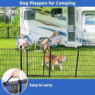 Захисний загін для саду ADAVIN з воротами, 61 см (В) × 3 м (Д), 4 панелі, чорний, міцний, металевий загін для тварин, для собак, кемпінгу, без копання, для внутрішнього та зовнішнього використання