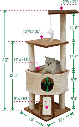 Дряпка для котів Go Pet Club F708, 116,8 см, багаторівнева когтеточка, ігровий комплекс для кішок