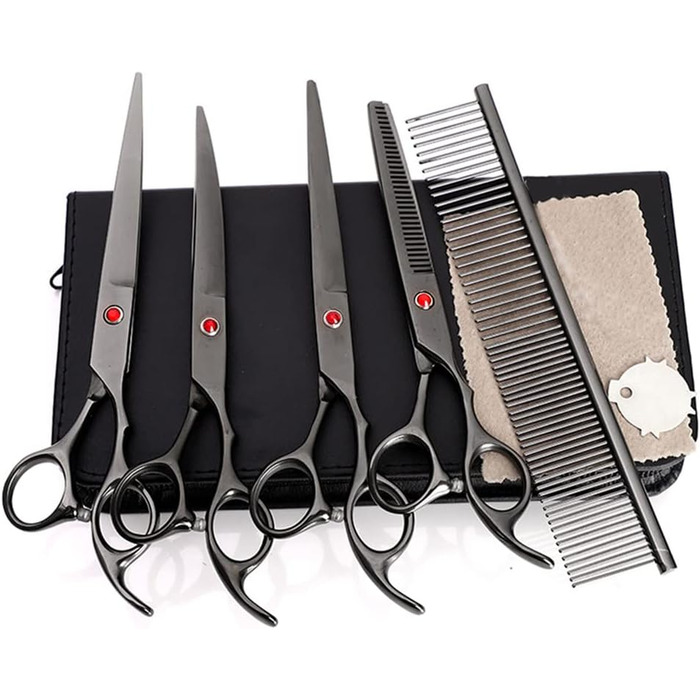 Набір професійних ножиць для грумінгу собак та котів, нержавіюча сталь, з гребінцем