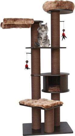 Драбина для котів Flamingo Raisa 3 – коричнево-сіра, 198 см | XXL комплекція для котів!