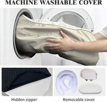 Заспокійливе велике собаче ліжко XXL для великих та середніх собак, 40,6 см глибини, високі бортики, овальне ліжко проти тривоги з підголівником, м'яка піна та бавовна, бежеве/сіре