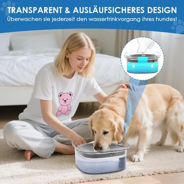 Миска для води для собак Gaethra без розливання, 2L, анти-розливання, велика миска для води для собак, миска для собак, витокозахисна, фонтанчик для собак, що багато п'ють