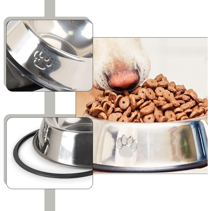 Набір з 3 мисок для котів з нержавіючої сталі, антиковзкі, для котів та кошенят