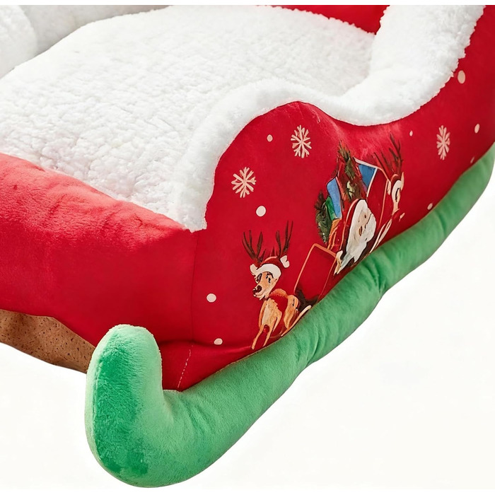 Ліжко для тварин у вигляді санча, 64x45x33 см. Зимове ліжко для собак, ліжко-санча для тварин, подушка-санча на Різдво. Для дому, балкону, внутрішнього та зовнішнього використання.
