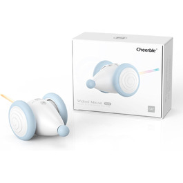 Електронна іграшка для котів Cheerble, інтерактивна мишка з LED-підсвіткою, USB зарядка, автоматична, для домашніх котів і кошенят, синя