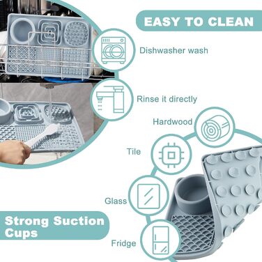 Килимок для собак та котів з силікону Slow Feeder з присосками, для заспокоєння та збагачення кормом (йогурт, арахісова паста), легко миється, для великих порід, зелений 12' x 8' (блакитний, 12' x 8')