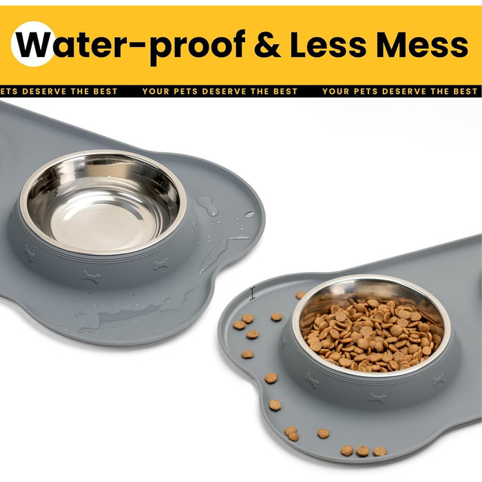 CEASELESLY Миски для собак з нержавіючої сталі, 2 шт по 400 мл, з підставкою з силікону, для собак середніх та малих порід, котів та цуценят, корм для тварин (темно-сірий)