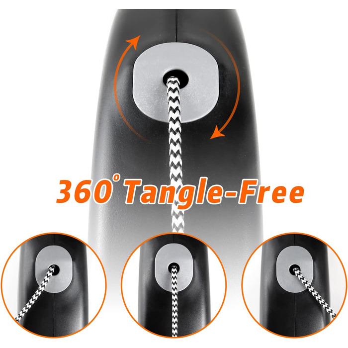 Рулетка для собак EC.TEAK, 9.1 м, для середніх та великих собак до 35 кг, міцна, не заплутується, чорна