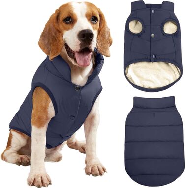 PETCUTE Зимовий теплий куртка для собак, водонепроникний, з отвором для шлейки, для малих, середніх та великих собак, Navy Blue