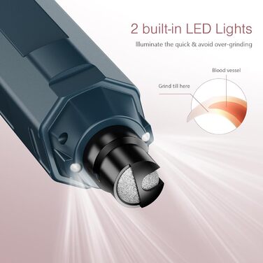 Електричний точилка для кігтів собак LOFICOPER з 6 швидкостями, 2 LED-лампочками, 3 портами - для малих, середніх та великих собак