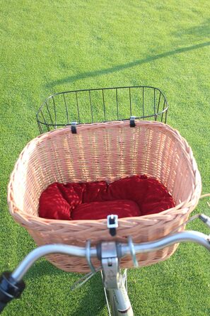 Кошик для велосипеда Marcus Hundefahrradkorb для руля з лози з металевою сіткою та подушкою XL або XXL, натуральний кошик для велосипеда (XL з подушкою)