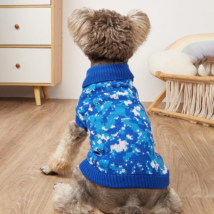 Світер для собак Jecikelon, камуфляж, рогалик, теплий, для маленьких собак та котів, розмір L, зелений