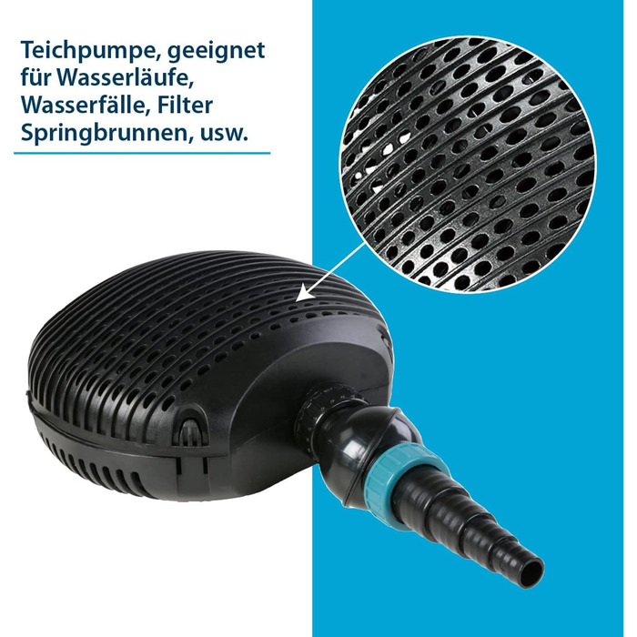 AquaForte EC 8000 фільтр-насос для ставка, 50 Вт, 8000 л/год, 4 м, кабель 10 м, для водоспадів, струмків, фонтанів