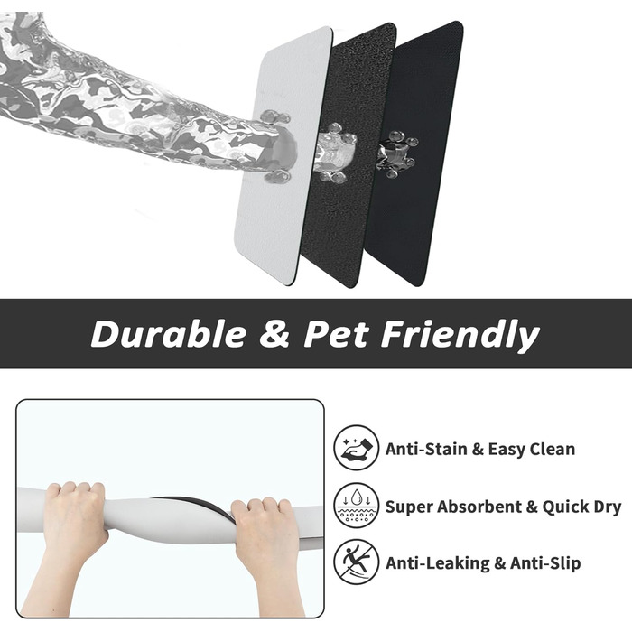 Килимок для годування домашніх тварин HotLive, вбираючий, для собак та котів, без плям, легко миється, швидко сохне, 12'x19' (18'x28', світло-сірий)