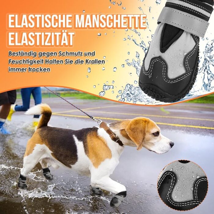 Чоботи для собак SlowTon: 4 шт., непромокаючі, з антиковзаючою підошвою та світловідбиваючими застібками. Зимові чоботи для собак великих, середніх та маленьких порід. Ідеально для прогулянок та спорту на відкритому повітрі. Розмір 8