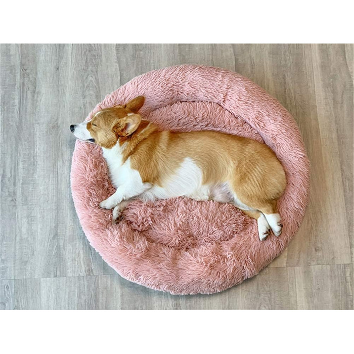 Кругла м'яка ліжко-софа для собак та котів, XXL (100 см), чорний/рожевий