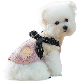 Зимовий одяг для собак - теплий, вітронепроникний, з флісовою підкладкою. Мантія для цуценят з отвором для шлейки. Підходить для малих та середніх собак, для прогулянок на вулиці. Рожевий та білий колір.