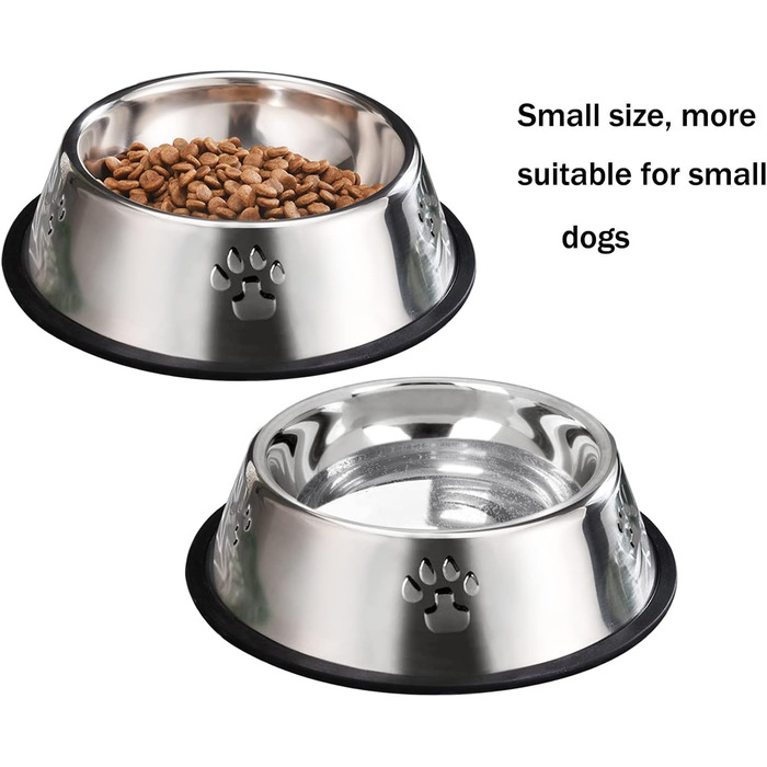 Набір з 2 мисок для собак з нержавіючої сталі, великі та малі, антиковзні, 30 см та 18 см