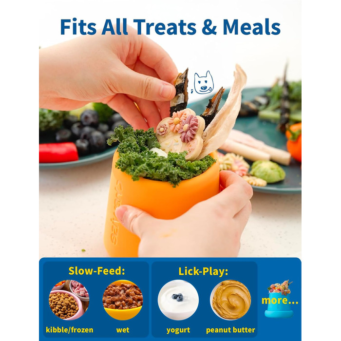 Chewise Годівниця для собак з інтерактивними елементами - повільна годівниця, іграшка-лежак, набір мисок, безпечний TPU, для собак, миється в посудомийній машині