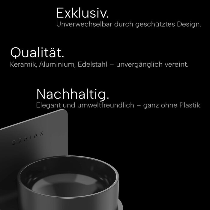 Миска для котів та собак DRAIAX ElegantFeed S: керамічна, піднята, для настінної установки, чорна