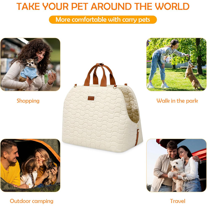 Трансформер для собак та котів ALLSOPETS: переноска, сумка-шоппер, автокрісло з безпечним ременем та кишенями. Біла переноска для маленьких тварин.