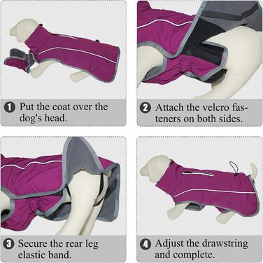 Теплий непромокальний зимовий флісовий одяг для собак - куртка-пуловер, відбиваючий, з блискавкою, для прогулянок, XL, фуксія