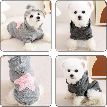 Жовтий теплий пуловер для собак Galatée з коміром-горловиною для Чихуахуа, Бульдога, Такси, Мопса, Йорка (M)