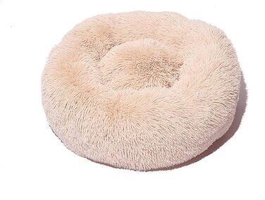 Кругле ліжко для собак FANSU з м'якого плюшу, ковзаюча база, ліжко для котів, донат, розмір та колір обираються (100см, світло-коричневий)