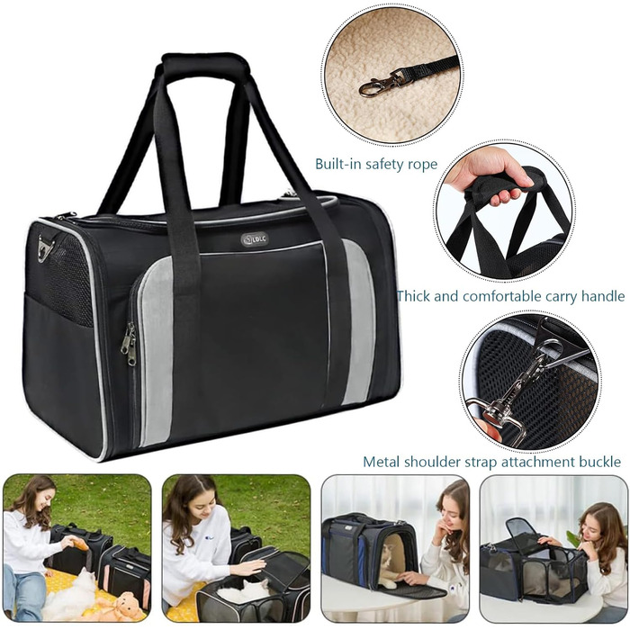 Транспортна переноска для кота/собаки Ruyiczb, розширювана, сіра