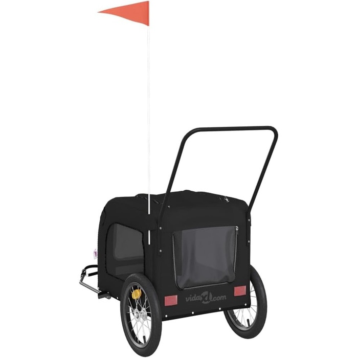 Причіп для собак Fasba: міцний, з відбивачами та прапорцем, для собак та котів, чорний, Oxford-Gewebe, сталь