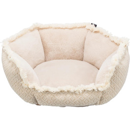Лежак для собак TRIXIE Boho 65×65 см бежевий, м'яке плюшеве місце для середніх порід, не ковзає, можна прати