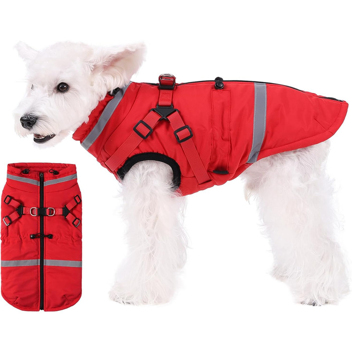 Водонепроникний зимовий одяг для собак та котів Poseca, червоний, XS