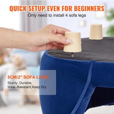 Крісло-лежанка для домашніх тварин VEVOR, лежанка для собак та котів середнього розміру, м'яка велюрова лежанка для собак, крісло для котів, що витримує до 37 кг, лежанка для домашніх тварин, темно-синій колір, розмір L (71 x 51 x 11 см)