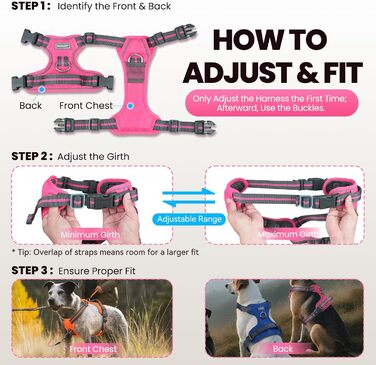 Шлейка для собак VIVAGLORY Easewalk, анти-тяга, для дресирування та прогулянок, з ручкою, не вислизає, для цуценят та собак, S, Sakura-Rosa, обхват грудей 36-61 см