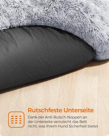 Кругле ліжко для собак та котів Feandrea з м'яким плюшем, діаметр 120 см, світло-сірий колір, знімний наповнювач, PGW043G01