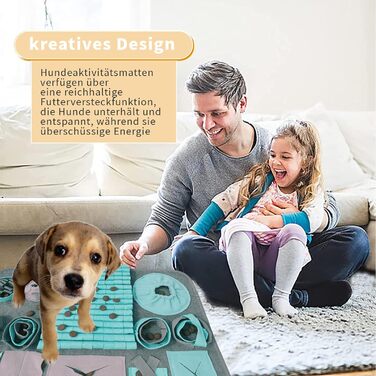 Килимок для собак SchnüFfelteppich, миючий, для тренувань, годівлі, нюховий тренінг, проти нудьги, для цуценят (66 x 42 см), блакитний