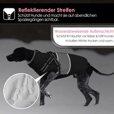 Теплий зимовий одяг для собак AOFITEE: куртка для великих собак, водонепроникна, з отвором для повідка, для Лабрадора, Віндгорда, Голден Ретрівера, 2XL (S, чорний)