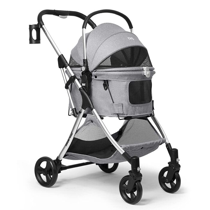 Візок для собак та котів з функцією складання - сірий, 73 x 55 x 100 см, до 15 кг