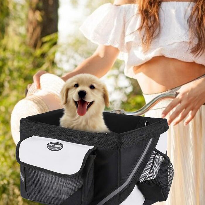 Універсальний велотримач для собак, корзина для собак, транспортна сумка з м'якими боковинами, водонепроникний сидіння для тварин чорного кольору