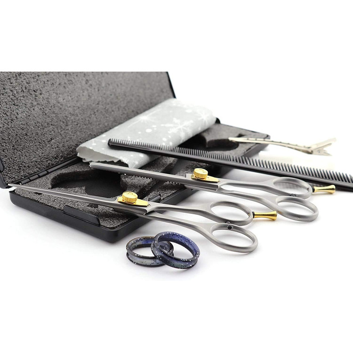 Набір професійних ножиць для волосся Haryali London, 15.2 см, з регулюванням натягу, для стрижки та текстурування, у подарунковій коробці (срібло)