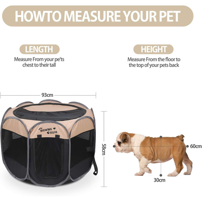 Вольєр для собак та котів BIGWING Style XL, бежевий: вольєр-забіг для цуценят, переноска для тварин, водовідштовхувальне накриття