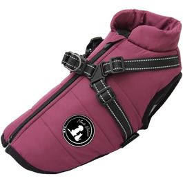 Зимова жилетка для собак - тепла жилетка для тварин, бавовна, з нагрудником (L, фіолетовий)