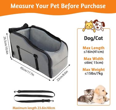 Автокрісло для собак та котів LIROPAU – зручне та безпечне автокрісло для маленьких тварин з захисними гаками та регульованими ременями