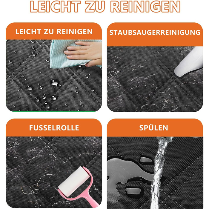 Захист для заднього сидіння авто для собак - водовідштовхуючий, антикіготок, універсальний, з боковими захистами та віконцем - чорний