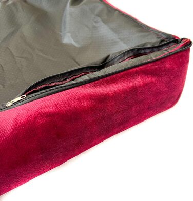 Собаче ліжко з велюру, миється, з високими бортиками – для маленьких та великих собак (M (80x50x18 см), Колір: Вишня)